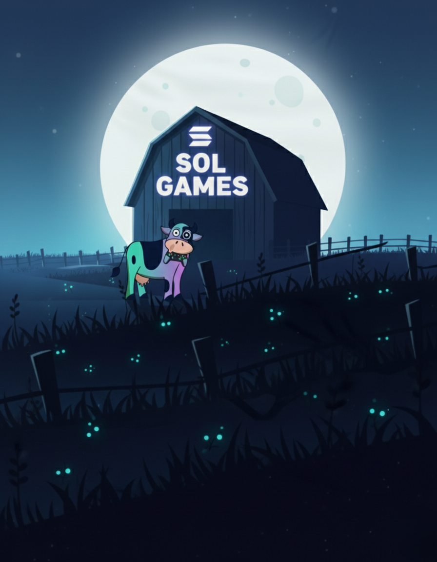 Sol Games - Farm Scene with Cow and Barn Banner